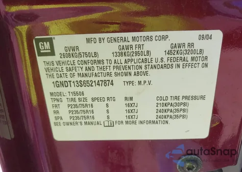 2005 Chevrolet Trailblazer Ls/Lt from USA, damaged, VIN 1GNDT13S652147874